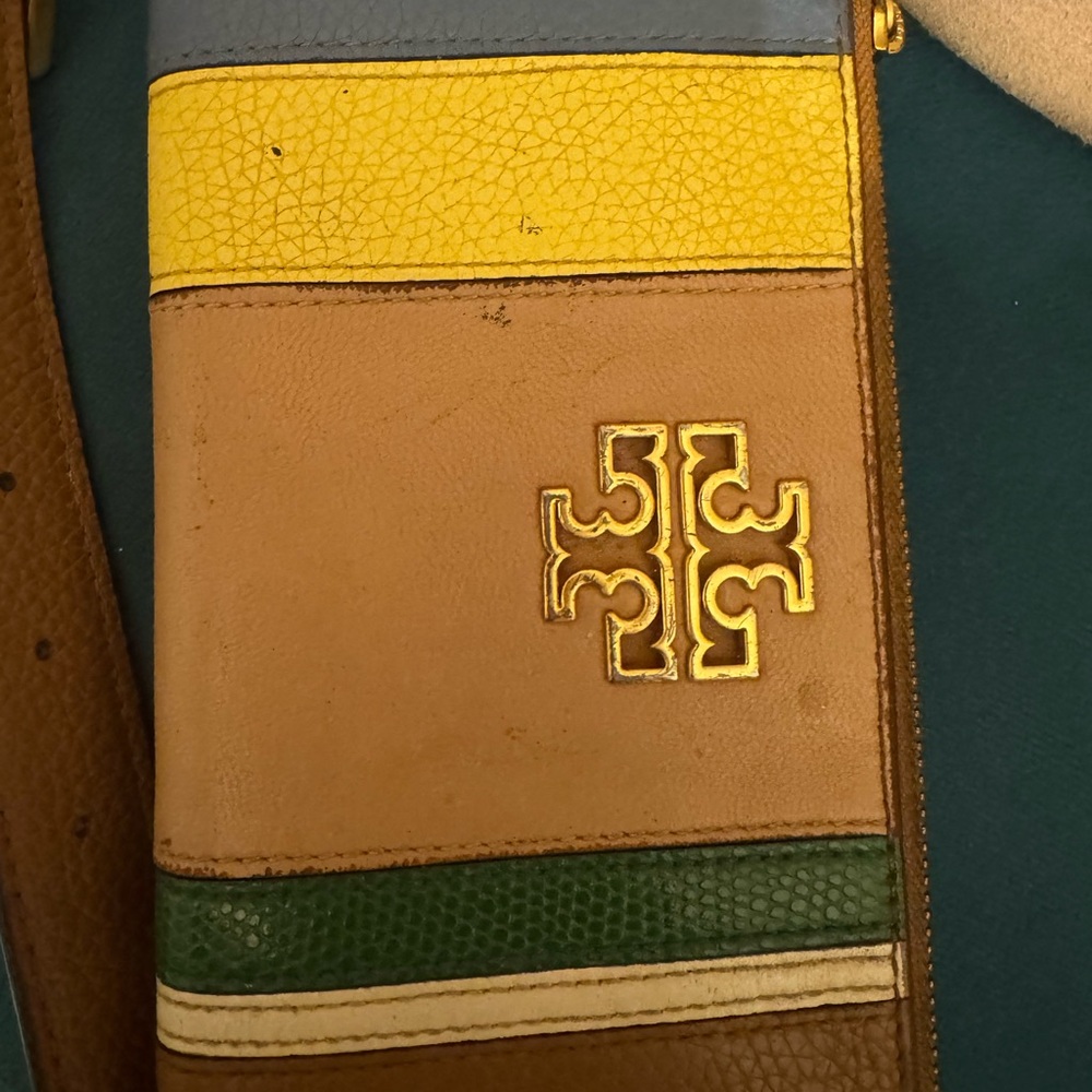 Tory Burch Tan Multicolor Leather Crossbody with Stripe Wallet - Picture 5 of 9